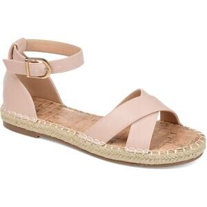 NEW Journee Collection Espadrille Flat Sandals Blush Pink Vegan Leather Sz 8.5W